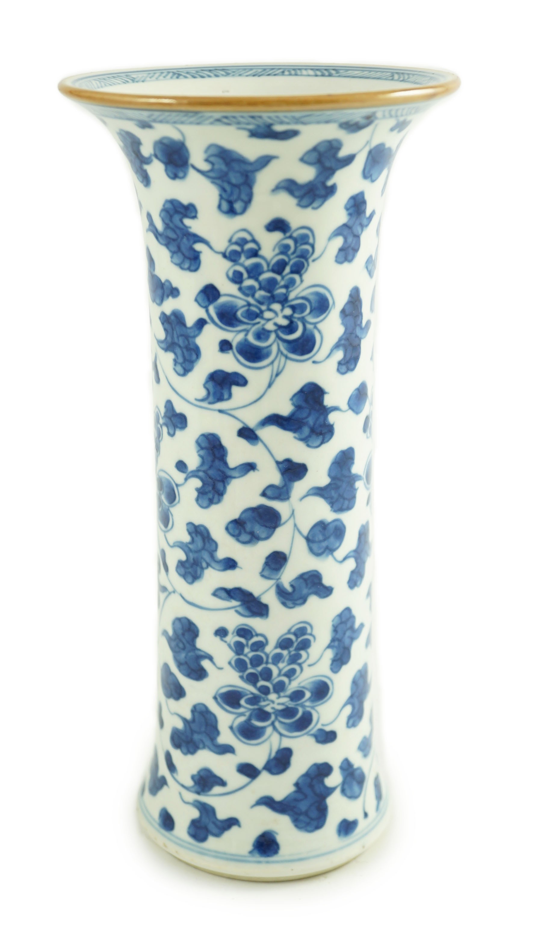 A Chinese blue and white sleeve vase, Kangxi period, 25cm high